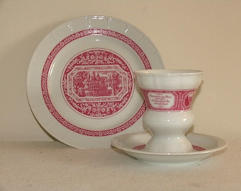 Three-piece set Rüdesheimer cup saucer plate Heinrich porcelain coffee mug Asbach Uralt Villeroy and Boch