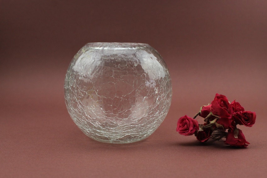 ヴィンテージの割れたガラスの花瓶 - 1960年代ミッドセンチュリーの