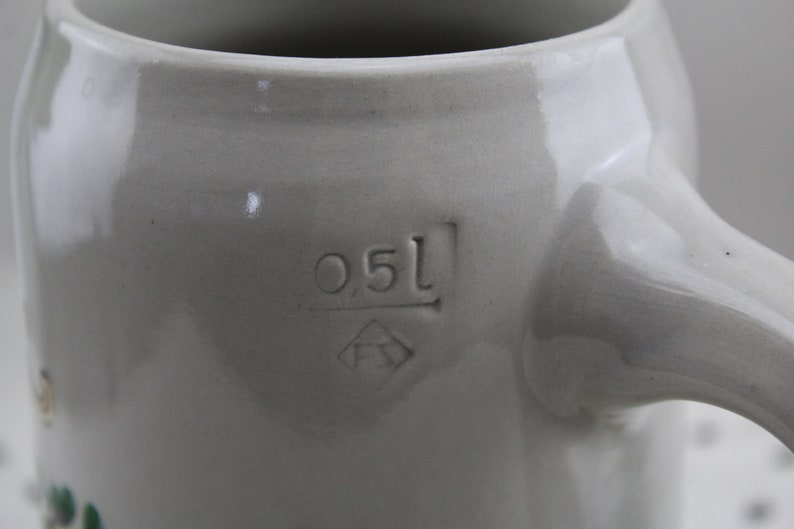 Vintage beer mug flower pattern ceramic handmade 0.5 liter image 4