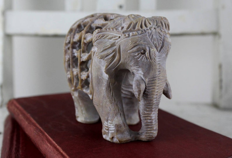 Vintage. Soapstone Elephant Figurine Mother With Child in Etsy