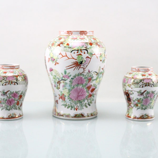 Ensemble de vases en porcelaine JingDeZhen vintage, peinture à la main fabriquée en Chine, pièce précieuse, vase à fleurs