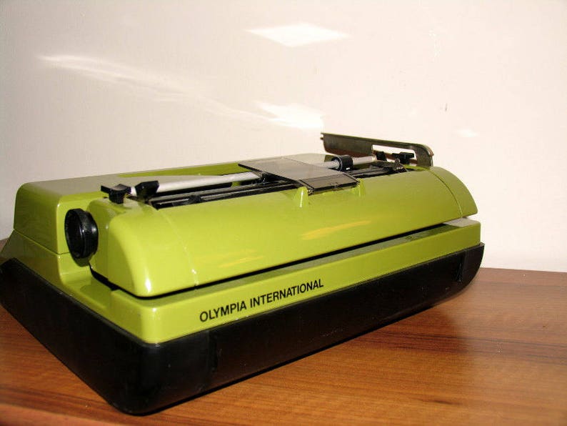 Green Olive Black Travel Typewriter Working Typewriter Green Typewriter Manual Typewriter Olympia Monica 70s Office Home Decor