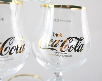 Vintage Coca Cola 6 pieces glasses Beautiful glasses, finely refined glasses with gold rim