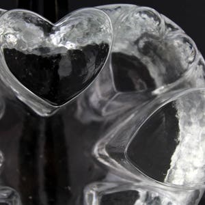 Vintage heart shape warmer glass mid century 1970s tealight glass crafts ice glass heart image 3