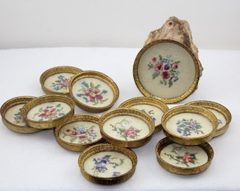 Porta-copos dourados estilo vitoriano antigo, artesanato perfeito, conjunto muito precioso, 12 peças
