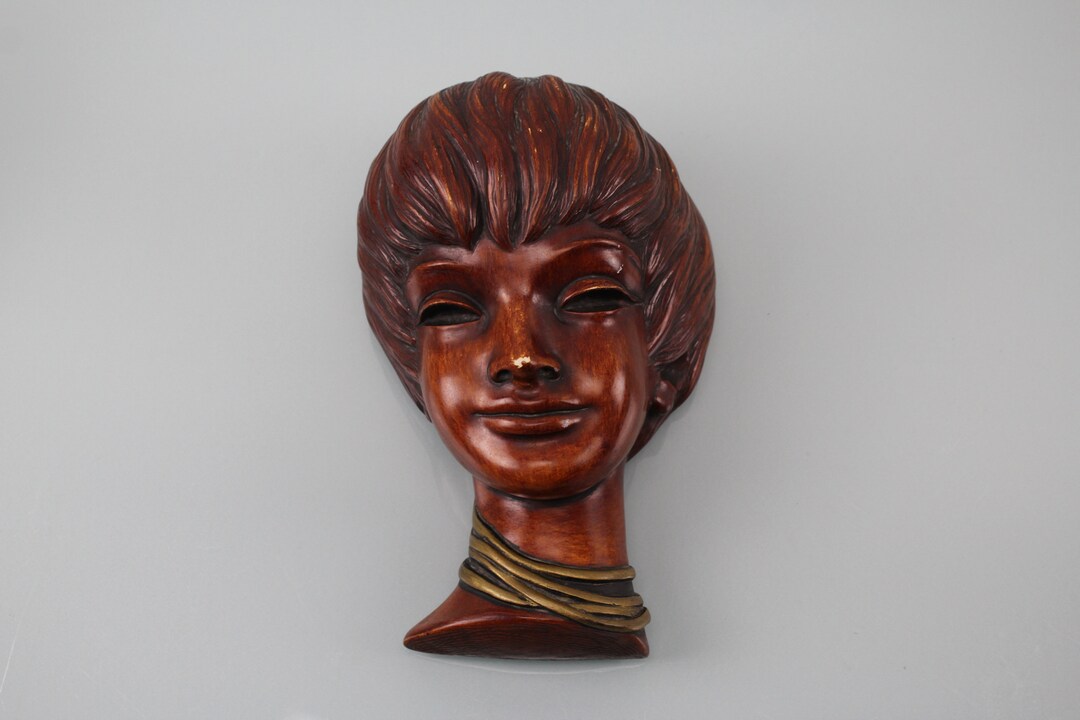 Vintage, Mid Century Pop Art 60s Achatite Wall Decoration Women Head to