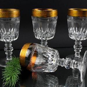 6 pieces antique 20s crystal glasses with gold rim real gold decorations wine glasses crystal
