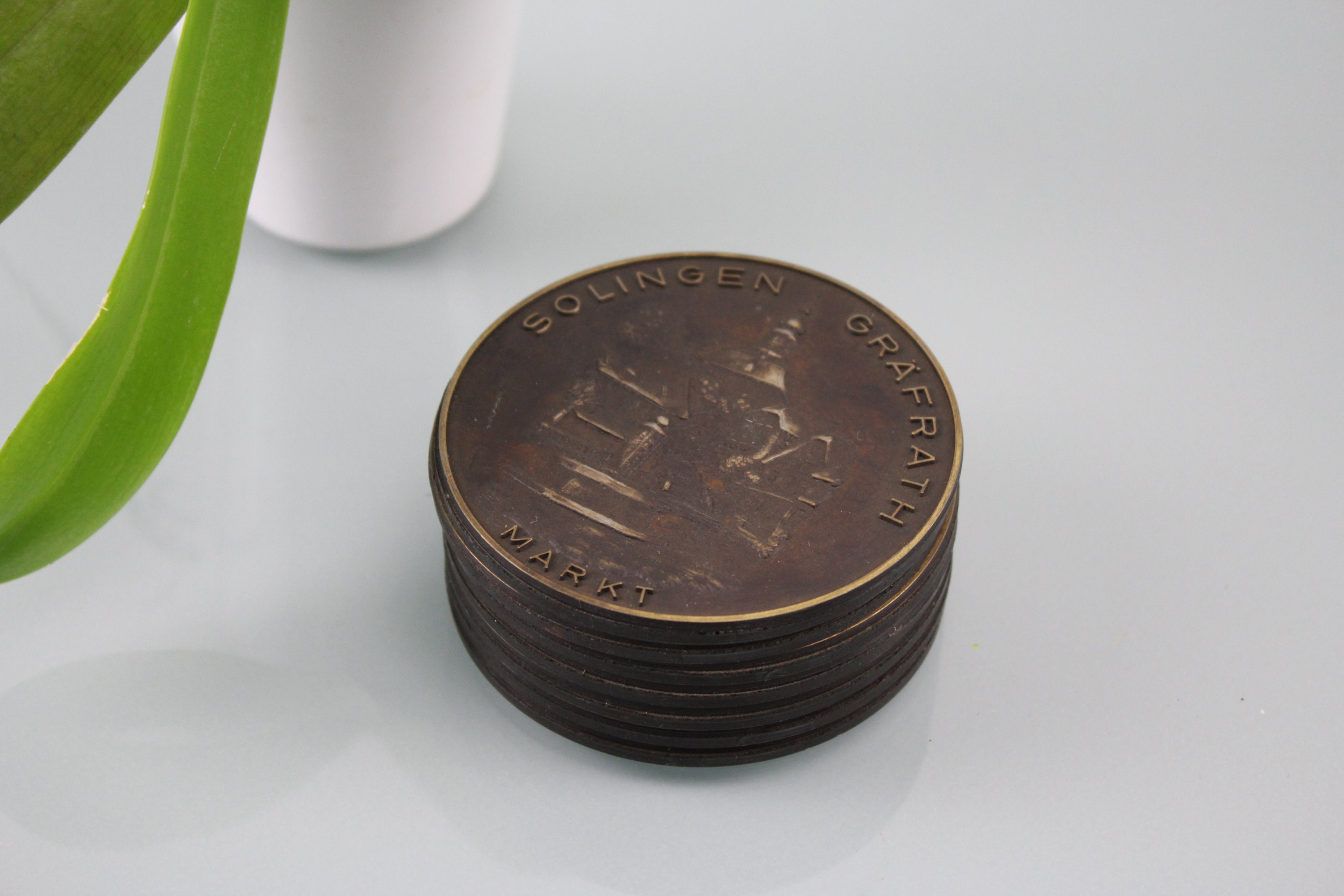 7 Piece Coaster Set 50s Bronze Coasters Serving Glasses Coasters - Etsy