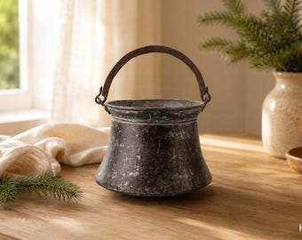 Tetera francesa antigua de cobre, circa 1900 – Tetera de cobre hecha a mano – Decoración rústica – Recipiente de cobre vintage