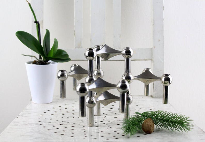 Vintage. BMF 10 Pieces Candlestick Candle Holder Mid Century Nail Stick Candle Holder image 2