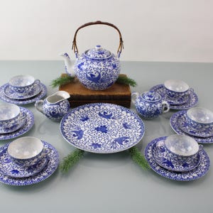 Noritake Nippon Blaues Tee Service Kaffee Asiatisch Japan 6 Personen Set
