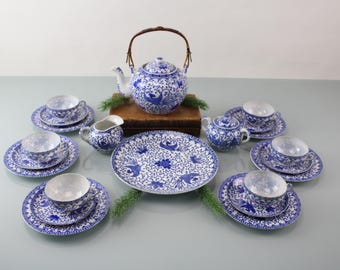 アンティーク ノリタケ ティーセット 1人用 – 花柄金箔ボーンチャイナ