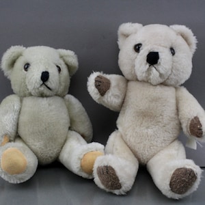 Teddy bear stuffed toy 50s dollhouse animals decoration handmade white bear used fabric bear