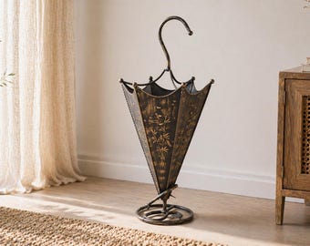 Soporte para paraguas de metal vintage – Soporte para paraguas de estilo antiguo – Soporte para paraguas de metal retro – Decoración de pasillo – Vintage