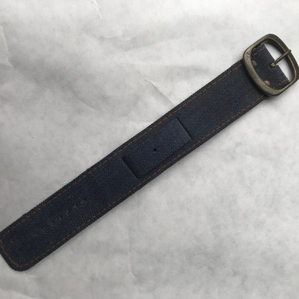 Vintage 1976 denim & leather watch band by Brite N.O.S