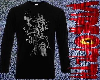 Twin Peaks Owl Cave Map Pre Shrunk Cotton Long Sleeve Shirt David Lynch silk screen print
