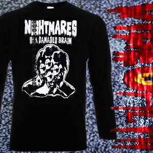 Nightmares In A Damaged Brain 1981 aka Nightmare silkscreen Pre Shrunk Cotton Long Sleeve Shirt silk screen  Video Nasty Gory 80s Slasher