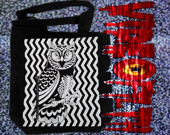 Los búhos no son lo que parecen Tote de lona lavable David Lynch Ilusión óptica Twin Peaks