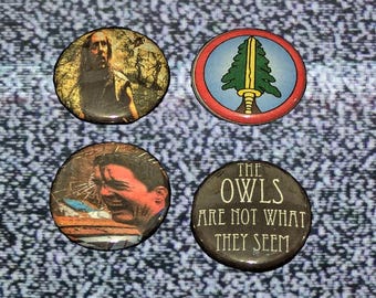 Twin Peaks 1-inch Button Set David Lynch Dale Cooper Bookhouse Boys Bob Owls Are Not What They Seem