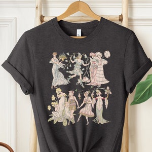 Garden Fairies Shirt, Cottagecore Shirt, Vintage Style Fairies Shirt, Vintage Cottage Core Shirt, Botanical Shirt, Goblincore Aesthetic Tee
