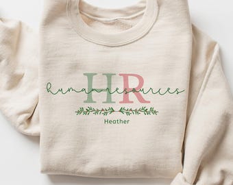 Custom HR Christmas Sweatshirt, Human Resources Christmas Sweater, HR Xmas Crewnecks, HR Christmas Gift, Human Resources Gift for Xmas