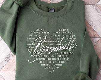 Baseball Game Sweatshirt for Women, Baseball Mom Sweatshirt, Baseball Crewneck, Baseball Shirt, Baseball Word Heart Sweatshirt, Gameday