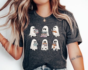 Camisa de lectura de fantasmas, camisa de libros de fantasmas, camisa de Booooks, camisa de libro de Halloween, camisa de maestro de Halloween, camisa de bibliotecario, lindas camisas de otoño