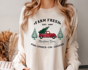 Long Sleeve Christmas Shirt for Women, Womens Long Sleeved Christmas Tees, Christmas Tshirt, Comfort Colors Garment-dyed Long Sleeve T-Shirt