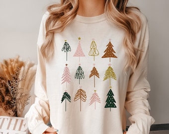 Long Sleeve Christmas Shirt for Women, Womens Long Sleeved Christmas Tees, Christmas Tshirt, Comfort Colors Garment-dyed Long Sleeve T-Shirt