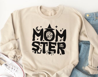 Momster Sweatshirt, Mom Halloween Sweatshirt, Funny Mom Halloween Shirts, Halloween Costume, Halloween Tees, Halloween Gift for Moms