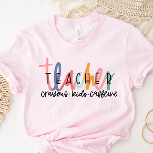 Teacher Shirt Crayons Kids Caffeine Teach Shirt Teacher T - Etsy