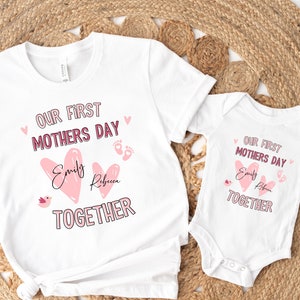 First Mother&#39;s Day Outfit, Our First Mother&#39;s Day Together Personalized Mothers Day Shirt and Bodysuit for Babies First Mothers Day