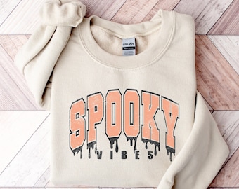 Spooky Vibes Sweatshirt, Spooky Sweatshirt, Halloween Sweatshirt, Womens Halloween Crewneck, Spooky Halloween Shirt, Womens Fall Sweatshirt
