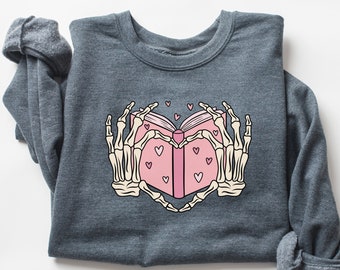 Book Lover Sweatshirt, Bookish Sweater, Bookish Gift, Reading Lover Crewneck for Book Lover, Book Heart Sweater, Womens Book Crewneck