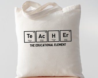 Teacher Elements Tote Bag, Cute Teacher Bags, Science Teacher Tote Bag, Chemistry Teacher Gift, Funny Teacher Bags