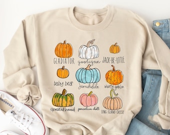 Pumpkin Varieties Sweatshirt, Fall Sweatshirt, Pumpkin Shirt, Fall Crewneck, Womens Fall Sweatshirts, Fall Shirt, Pumpkin Sweatshirt