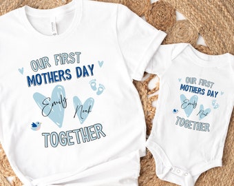First Mother's Day Outfit, Our First Mother's Day Together Personalized Baby's First Mothers Day Shirt and Bodysuit, Mother's Day Gift