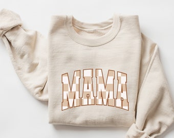 Checkered Mama Sweatshirt, Varsity Mama Crewneck, Mom Sweatshirt, Trendy Mama Sweatshirt, Gift for New Mom, Mom Gift, Mothers Day Gift
