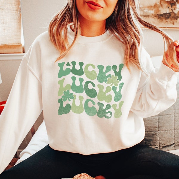 Retro Lucky Sweatshirt, Grunge Distressed St. Patricks Day Sweater, St Patricks Shirt, St Patricks Day Crewneck, Womens St Paddys Day Shirt