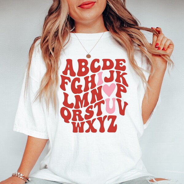 ABC Te Amo Comfort Colors Camisa del Día de San Valentín, Camisa de San Valentín del Maestro, Camisa del Día de San Valentín del Maestro, Camisa Vday del Maestro de Colores Confort