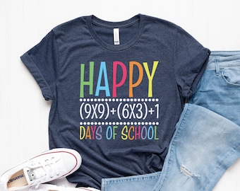 100 Days of School Math Equation Shirt, 100th Day of School Shirt, Teacher Shirt, 100 Days School Shirt, Hundred Days of School T-Shirt
