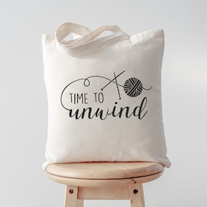 Time To Unwind, Knitting Canvas Tote Bag