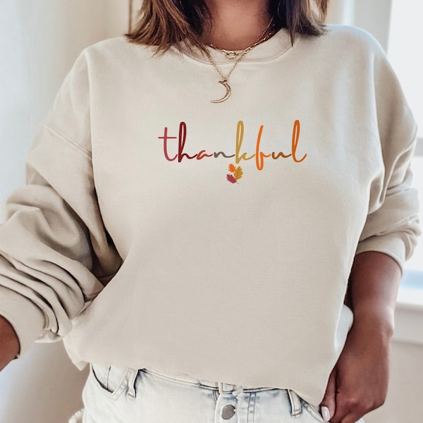 Thankful Sweatshirt, Womens Thanksgiving Sweatshirt, Thanksgiving Crewneck, Thanksgiving Shirt, Thanksgiving Thankful Party Sweaters Womens