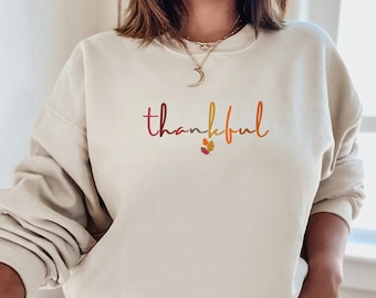 Thankful Sweatshirt, Womens Thanksgiving Sweatshirt, Thanksgiving Crewneck, Thanksgiving Shirt, Thanksgiving Thankful Party Sweaters Womens