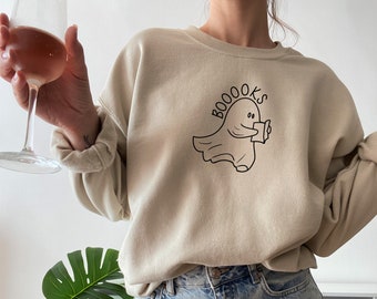Ghost Reading Books Sweatshirt, Booooks Sweatshirt, Halloween Librarian Sweater, Funny Reading Shirt, Librarian Sweatshirt, Ghost Crewneck