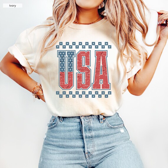 Womens USA Shirt Comfort Colors USA Tee for Women, USA T  display picture 2