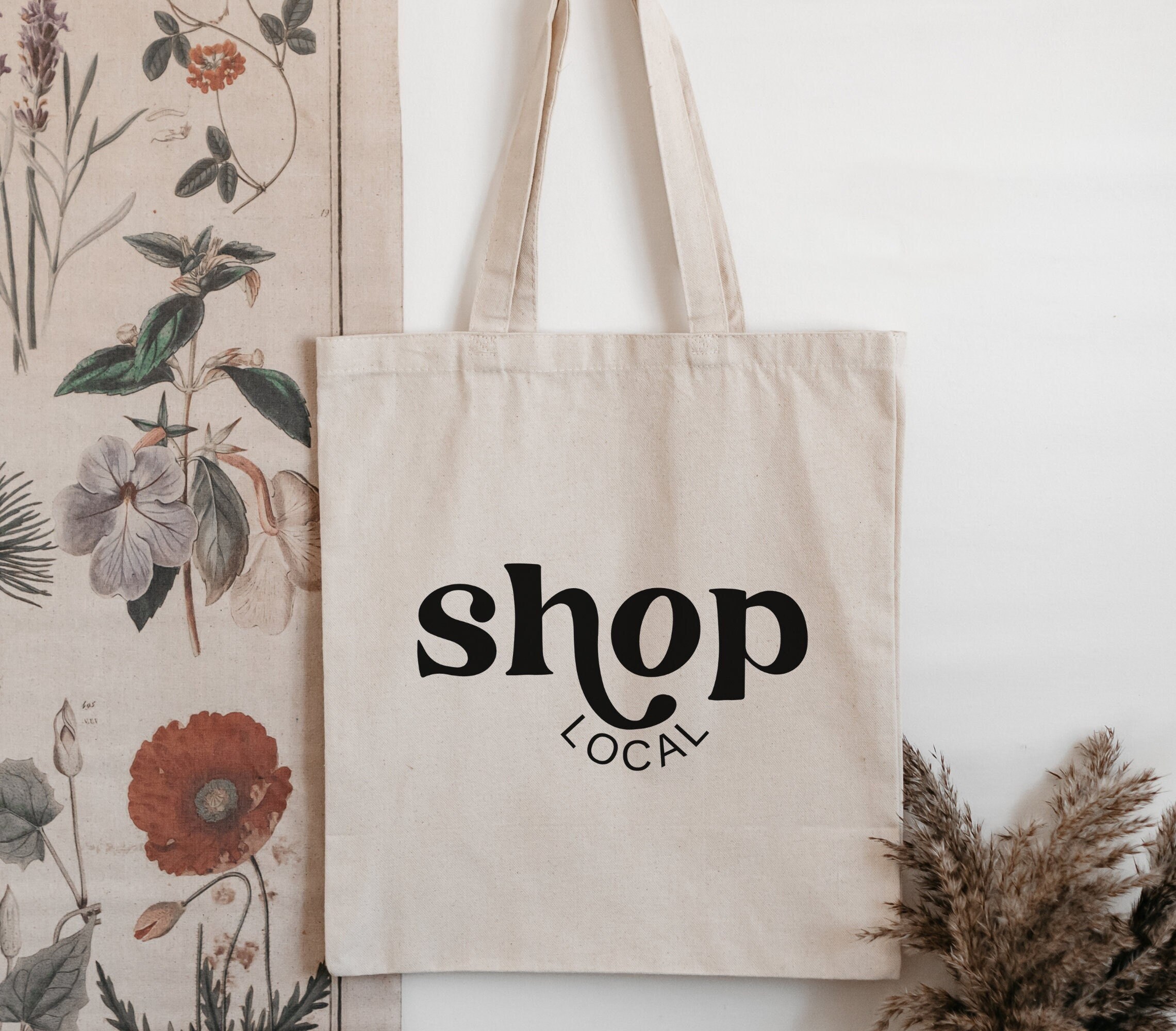 Support Local Shop Small Canvas Tote Bag l Market Tote Bag