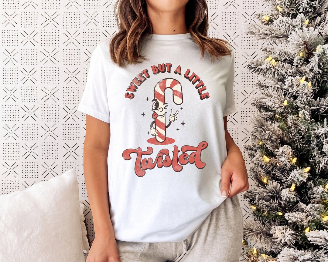 Womens Retro Christmas Shirt Sweet but a Little Twisted Christmas