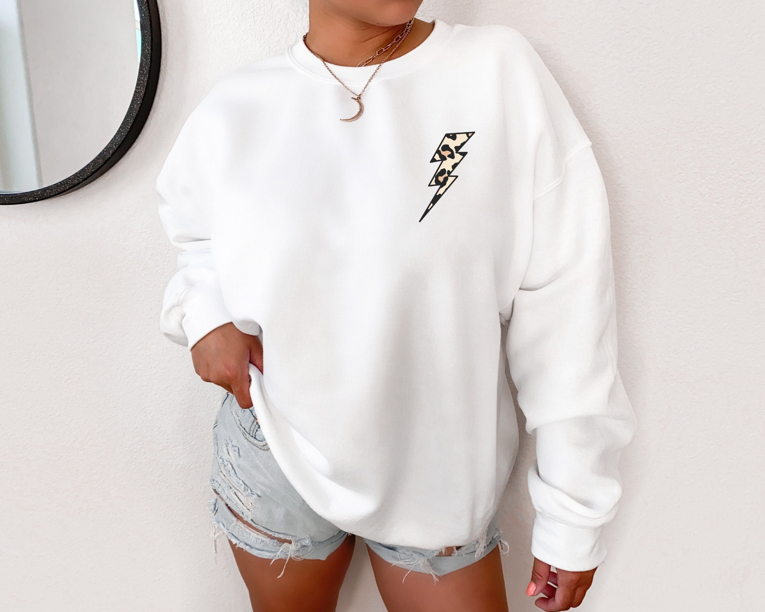 Leopard Lighting Bolt Detail Sweatshirt 