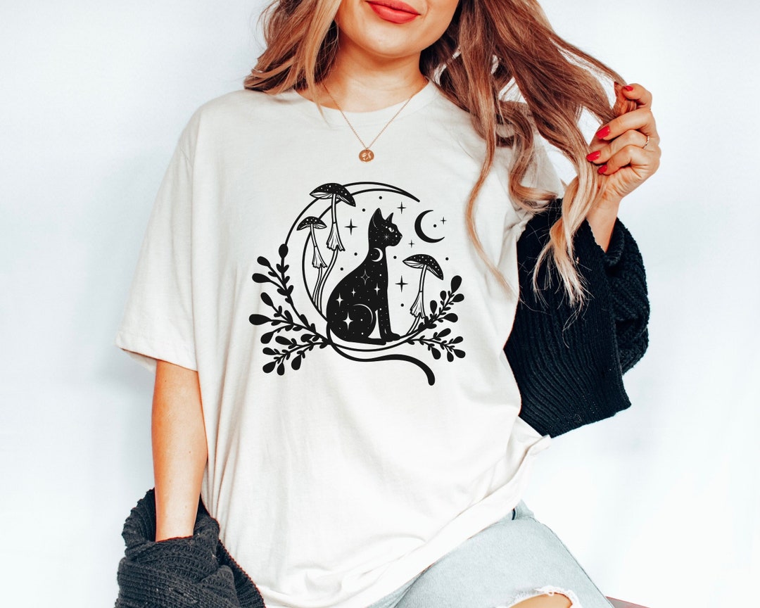 Celestial Cat Shirt, Womens Cat Shirt, Cat Tshirt, Moon Tshirt, Moon